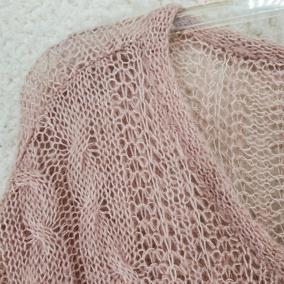 Free People Knit Sweater Top XS Angel Soft Frappucino Latte Mauve Drop Shoulder - Picture 9 of 12